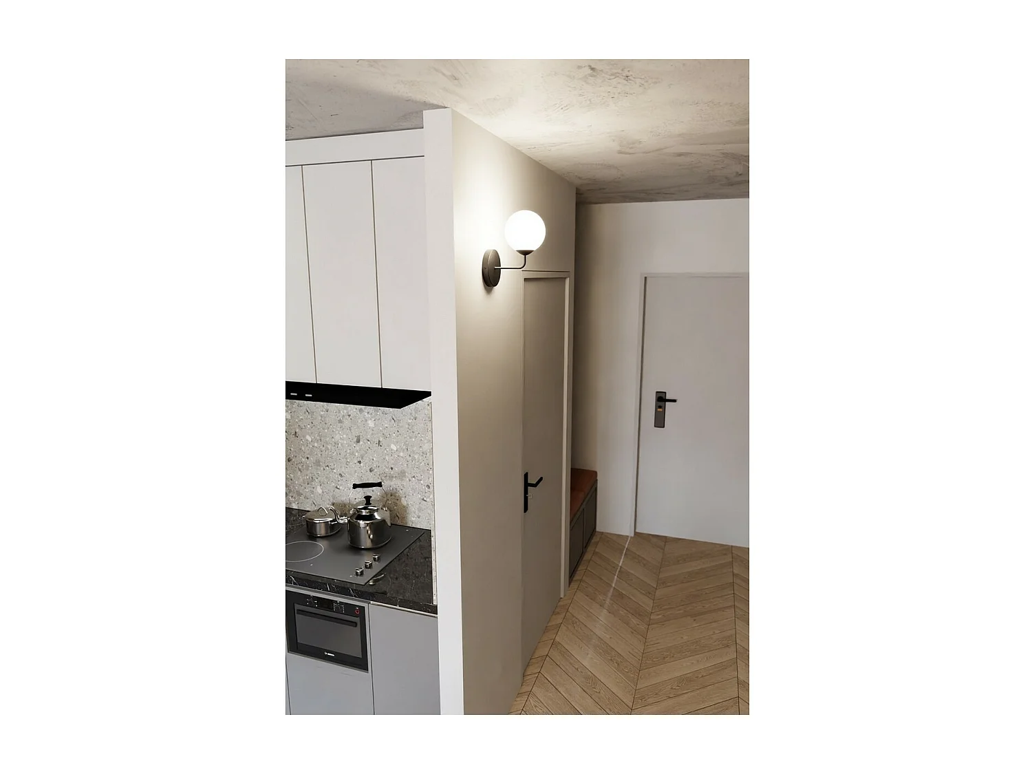 Wandlamp Pregos, Zwart, 14x17x100 cm, Seven Design