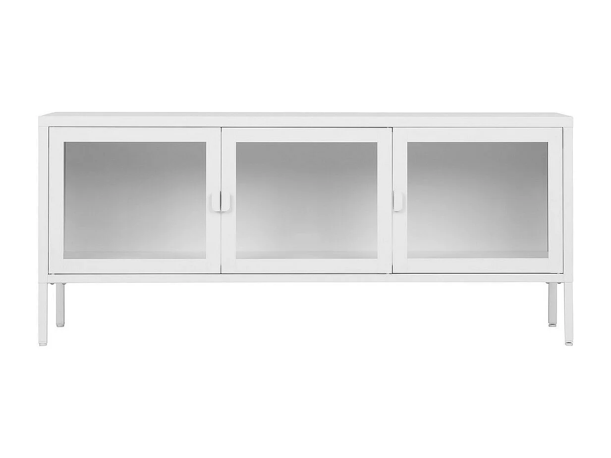 Meuble TV Brisbane, Blanc, 130x40x55 cm, EPIKASA