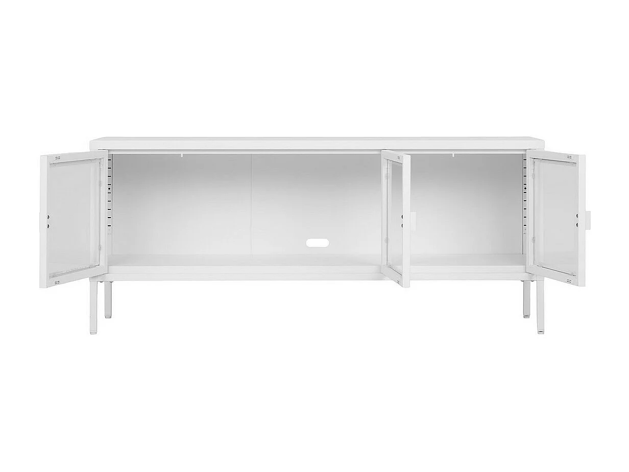 Meuble TV Brisbane, Blanc, 130x40x55 cm, EPIKASA