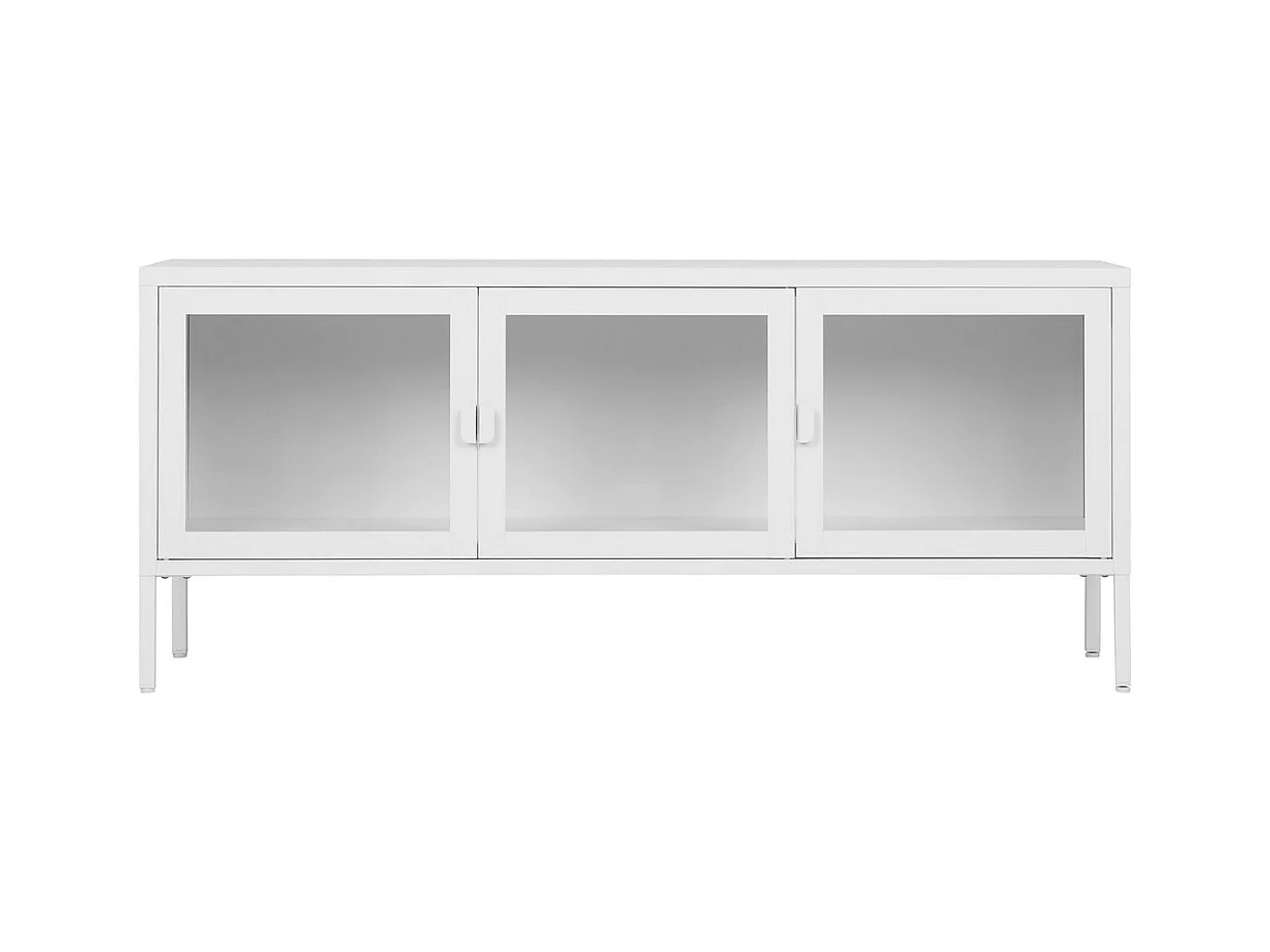 Meuble TV Brisbane, Blanc, 130x40x55 cm, EPIKASA