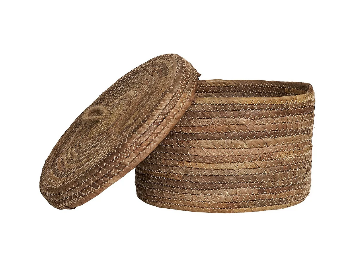 Lot de 2 Paniers Décoratifs de Rangement Desio, Marron, 24x24x16 cm, EPIKASA
