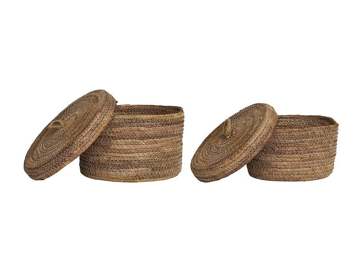 Lot de 2 Paniers Décoratifs de Rangement Desio, Marron, 24x24x16 cm, Seven Design