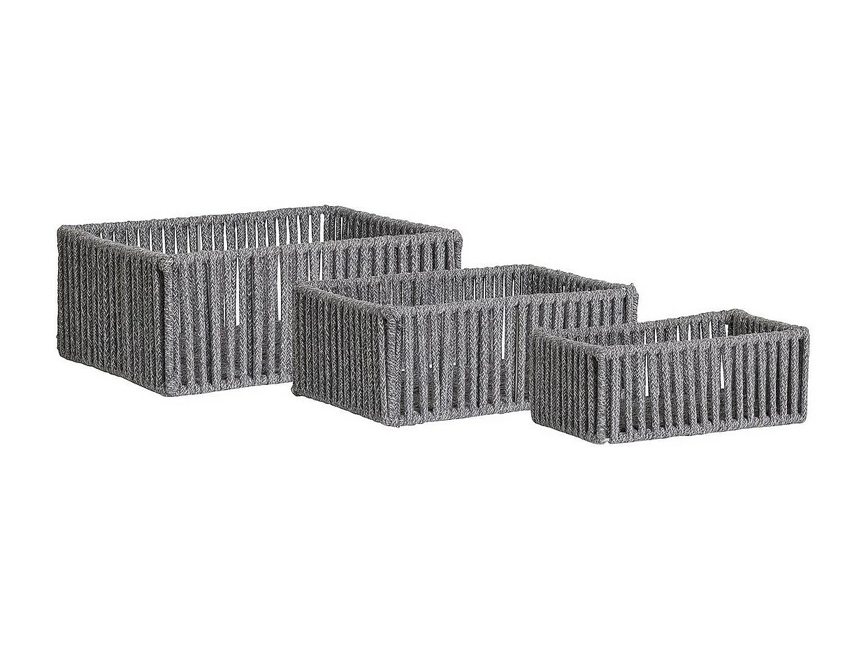 Lot de 3 Paniers Décoratifs de Rangement Arese, Gris, 26x36x14 cm, EPIKASA