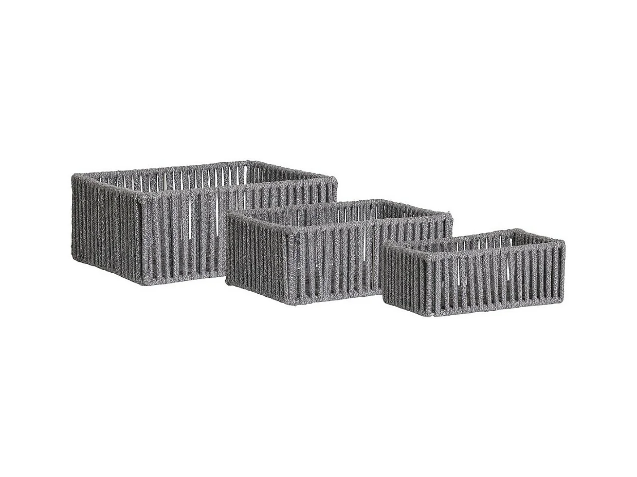 Lot de 3 Paniers Décoratifs de Rangement Arese, Gris, 26x36x14 cm, EPIKASA