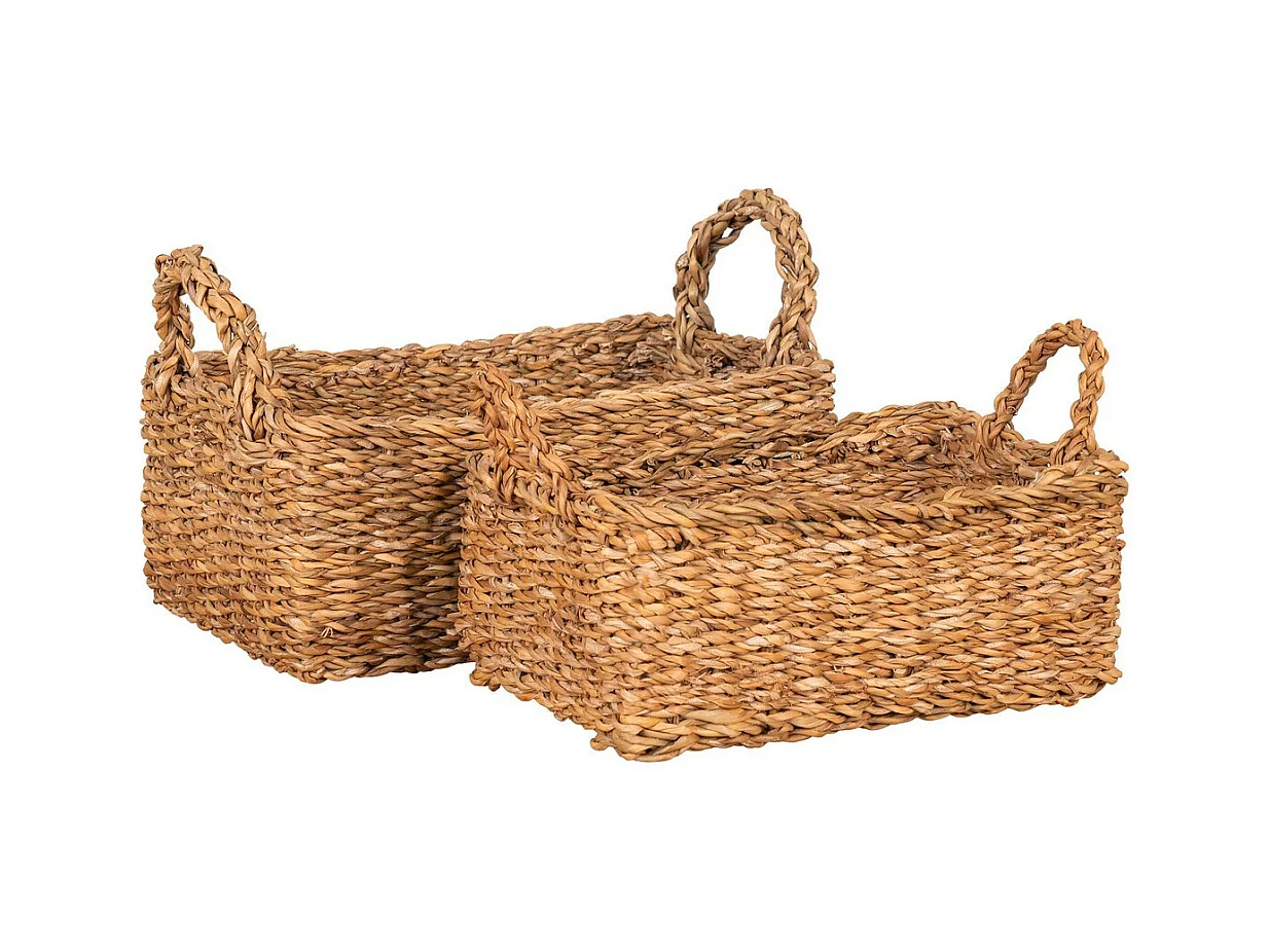 Lot de 2 Paniers Décoratifs de Rangement Morella, Marron, 23x32x13 cm, EPIKASA