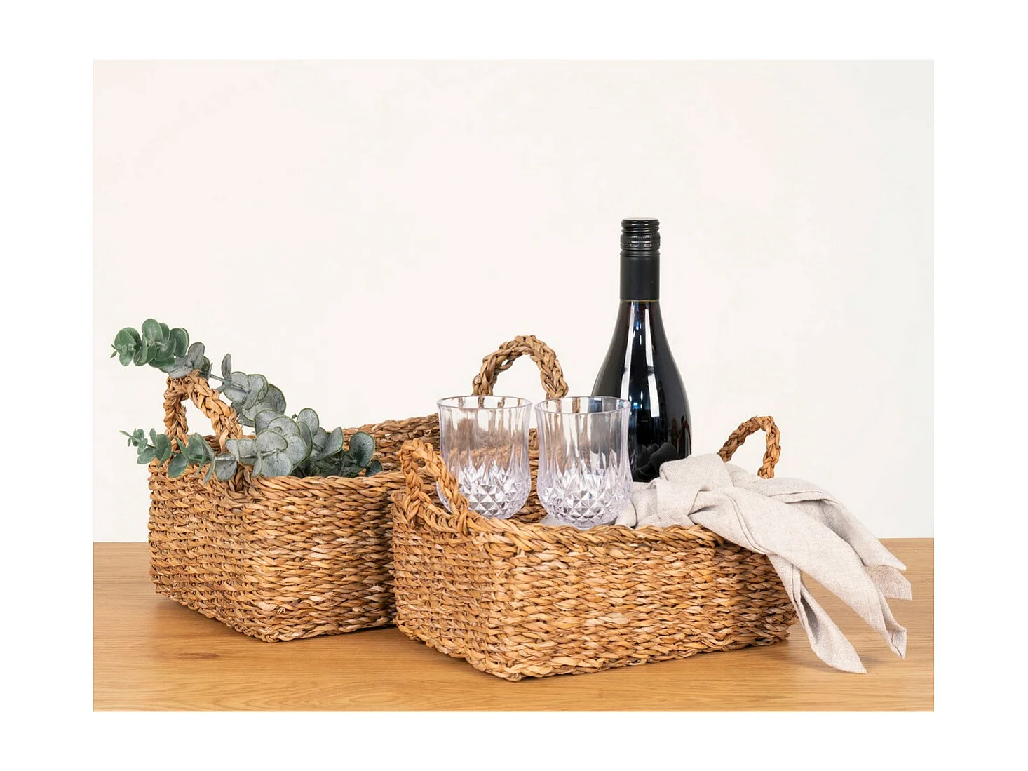 Set di 2 Cesti Portaoggetti Morella, Marrone, 23x32x13 cm, Seven Design