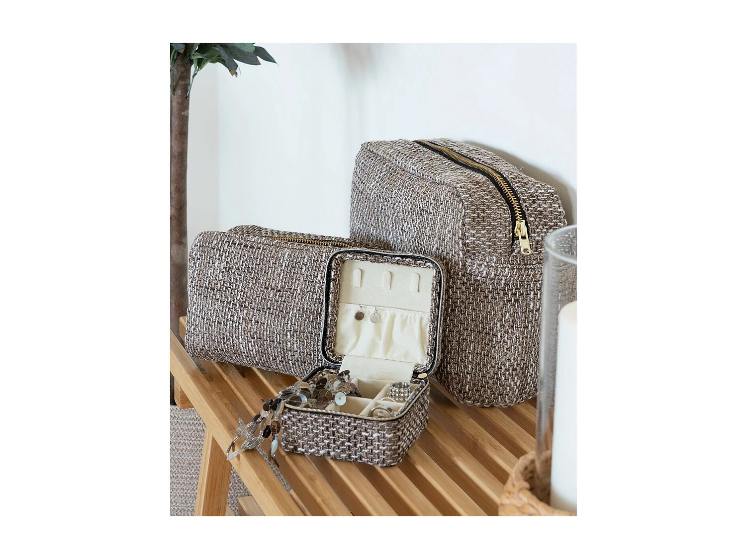 Cesto Portaoggetti Marrakech, Marrone, 11x11x6,5 cm, Epikasa