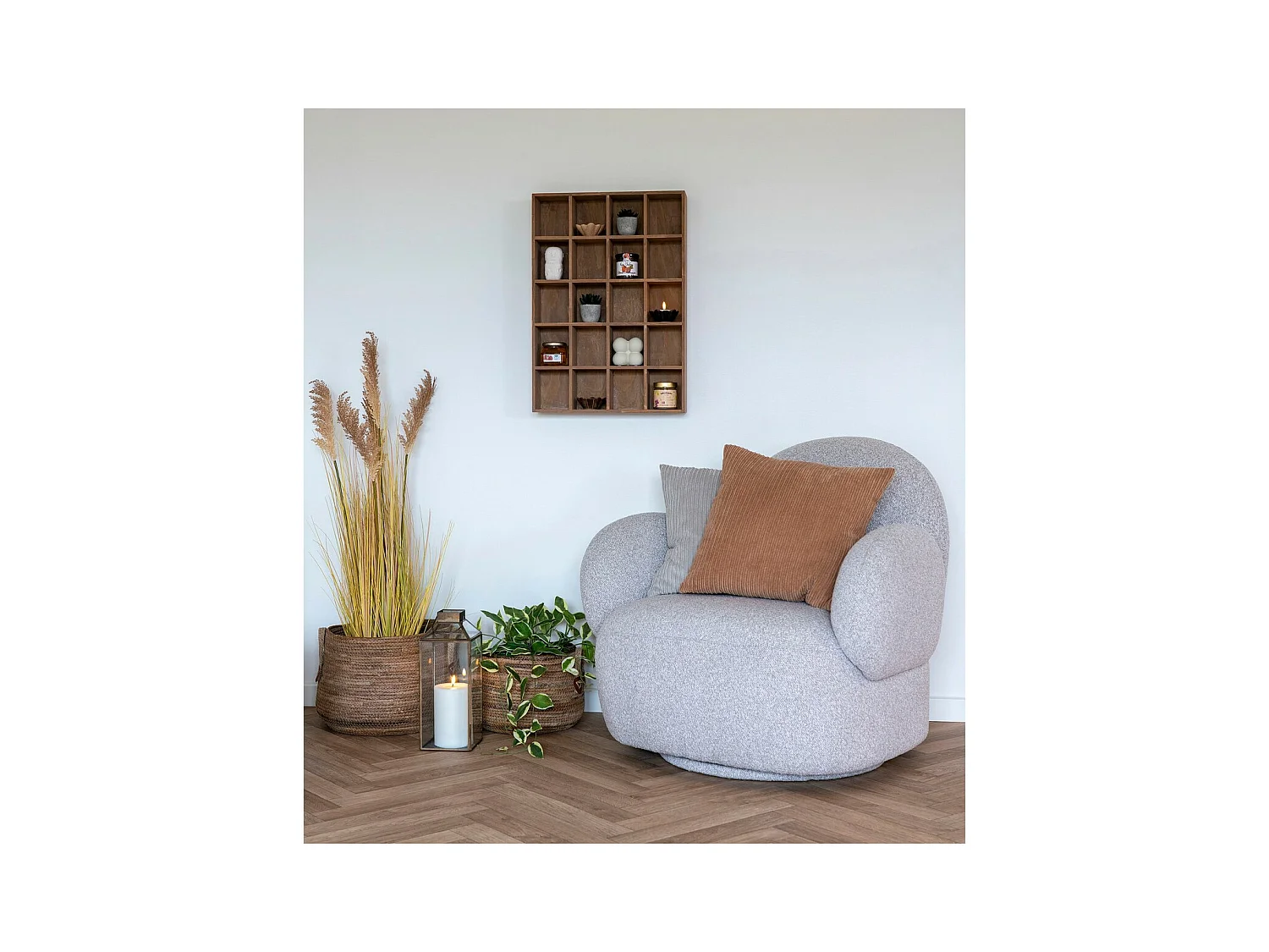 Set di 2 Cesti Portaoggetti Erba, Marrone, 39x39x28,5 cm, EPIKASA