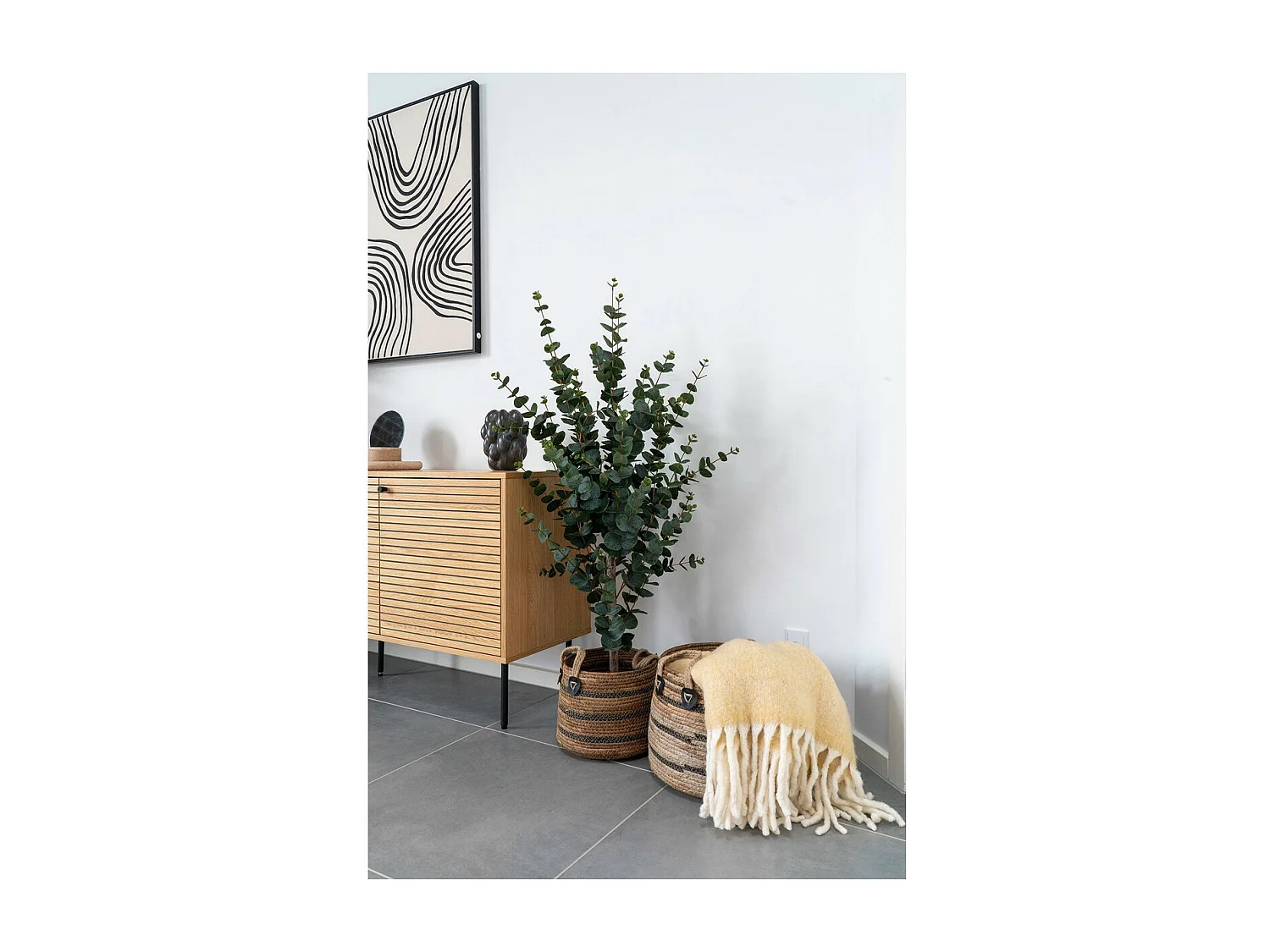 Lot de 2 Paniers Décoratifs de Rangement Herbe, Marron, 39x39x28,5 cm, Seven Design