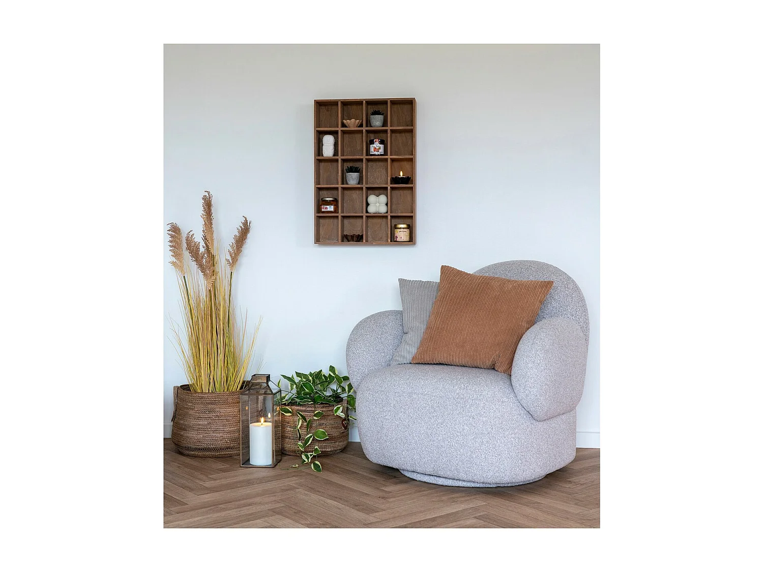 Lot de 2 Paniers Décoratifs de Rangement Herbe, Marron, 39x39x28,5 cm, Seven Design