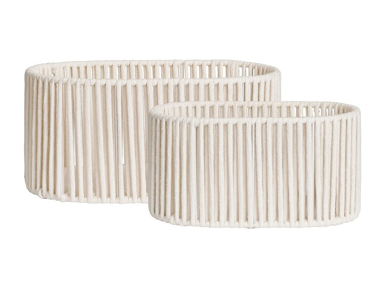 Lot de 2 Paniers Décoratifs de Rangement Arese, Blanc, 25,5x38x18 cm, EPIKASA