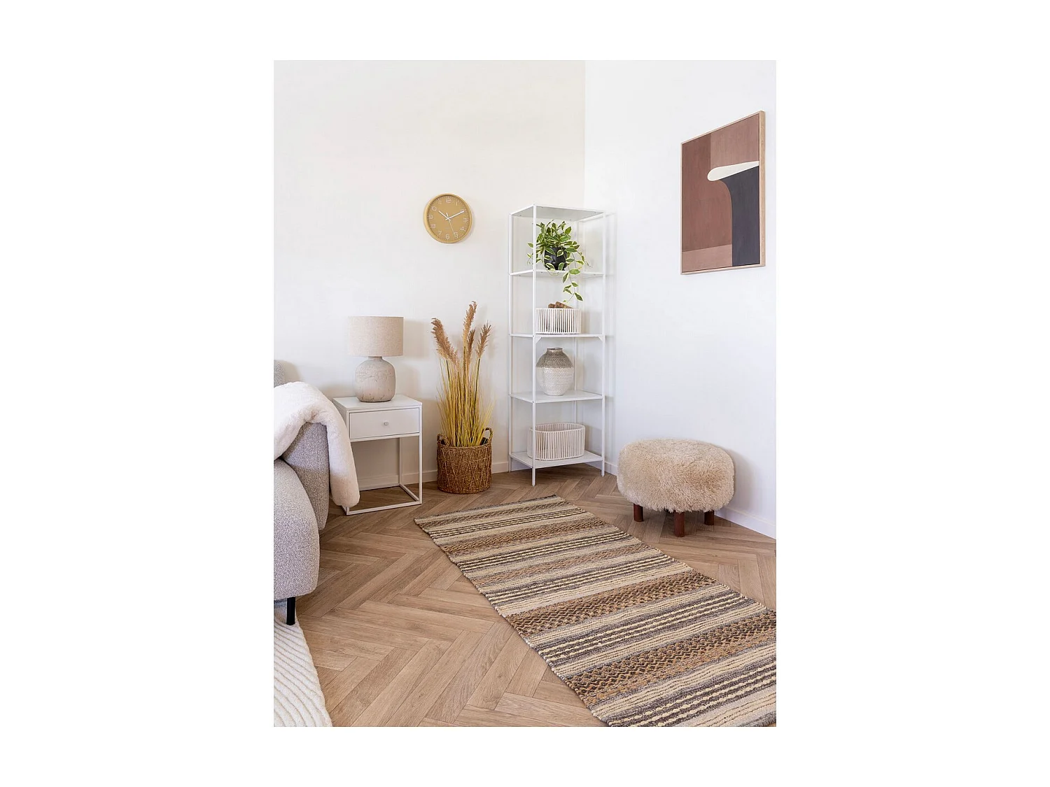 Lot de 2 Paniers Décoratifs de Rangement Arese, Blanc, 25,5x38x18 cm, EPIKASA