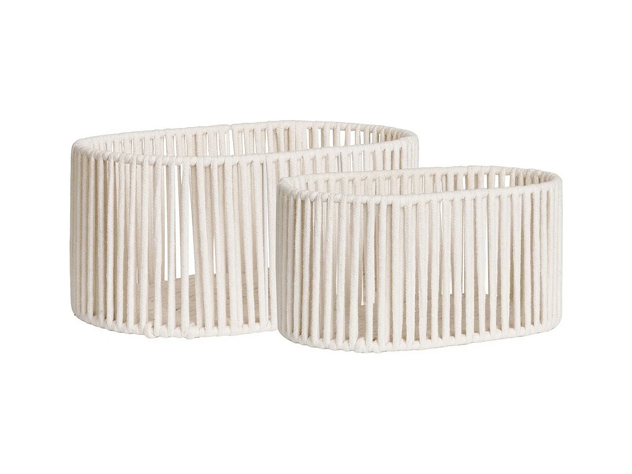 Lot de 2 Paniers Décoratifs de Rangement Arese, Blanc, 25,5x38x18 cm, EPIKASA