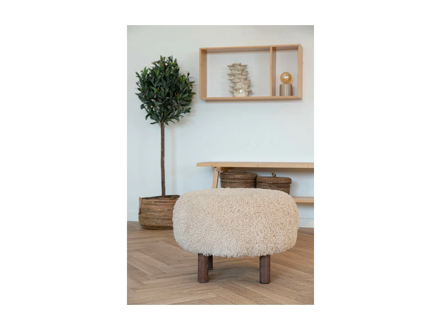 Pouf Inverness, Beige, 50x50x33 cm, Seven Design