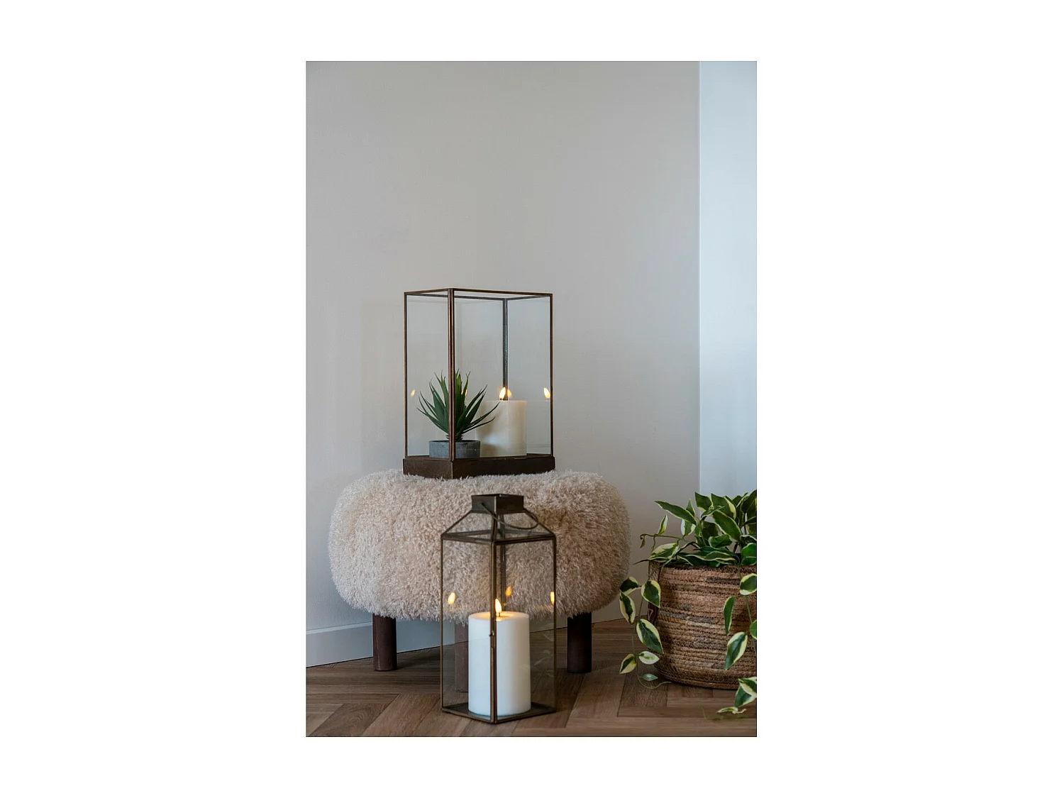 Pouf Inverness, Beige, 50x50x33 cm, Seven Design