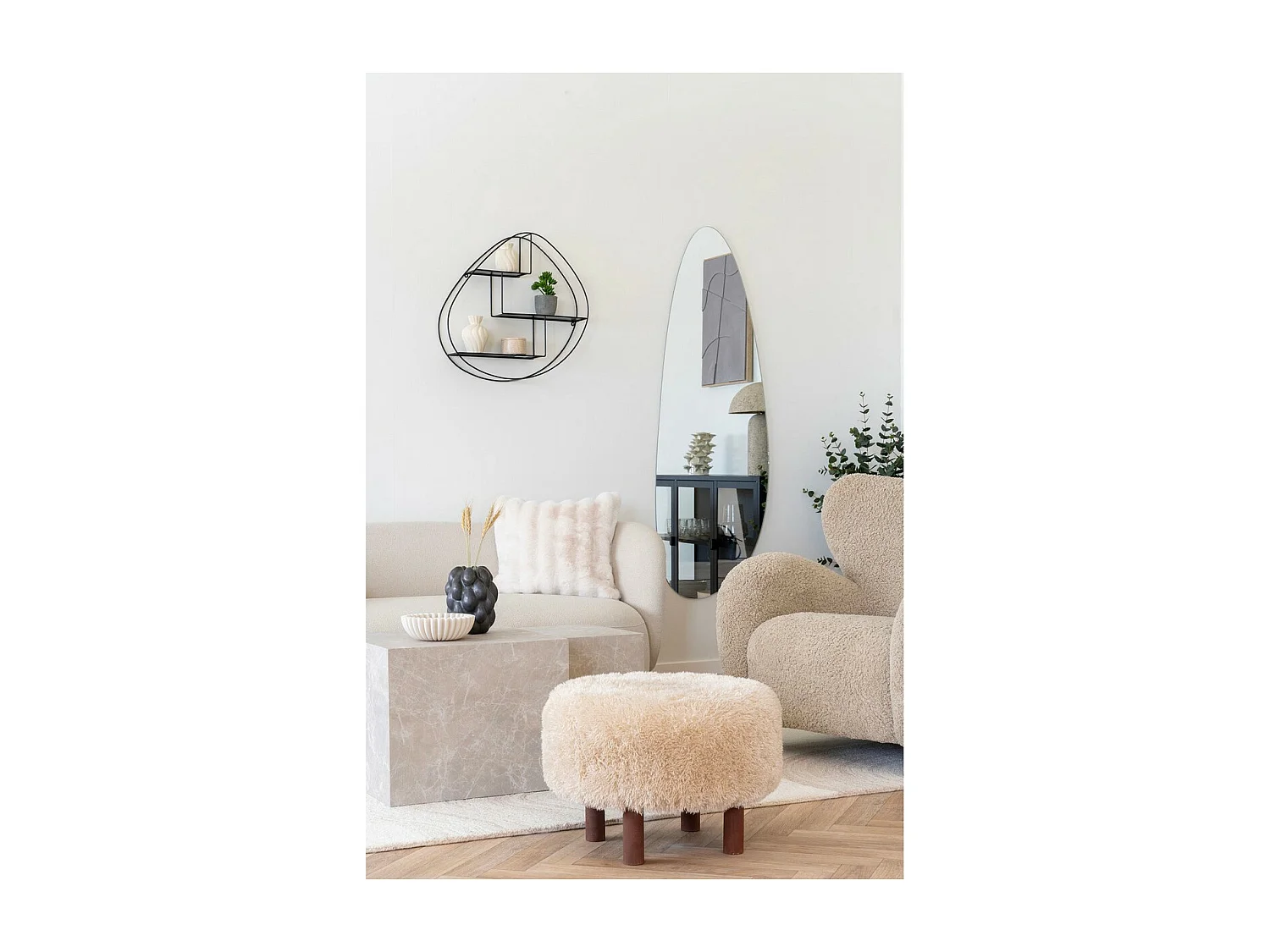 Pouf Inverness, Beige, 50x50x33 cm, Seven Design