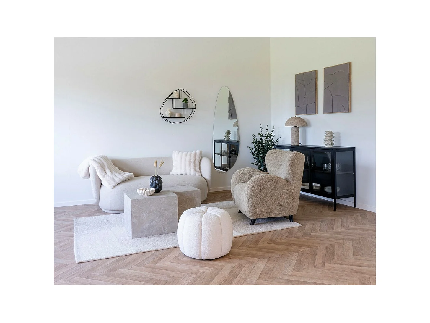 Stampa su Tela con Cornice Madeline, Beige, 50x3x70 cm, EPIKASA