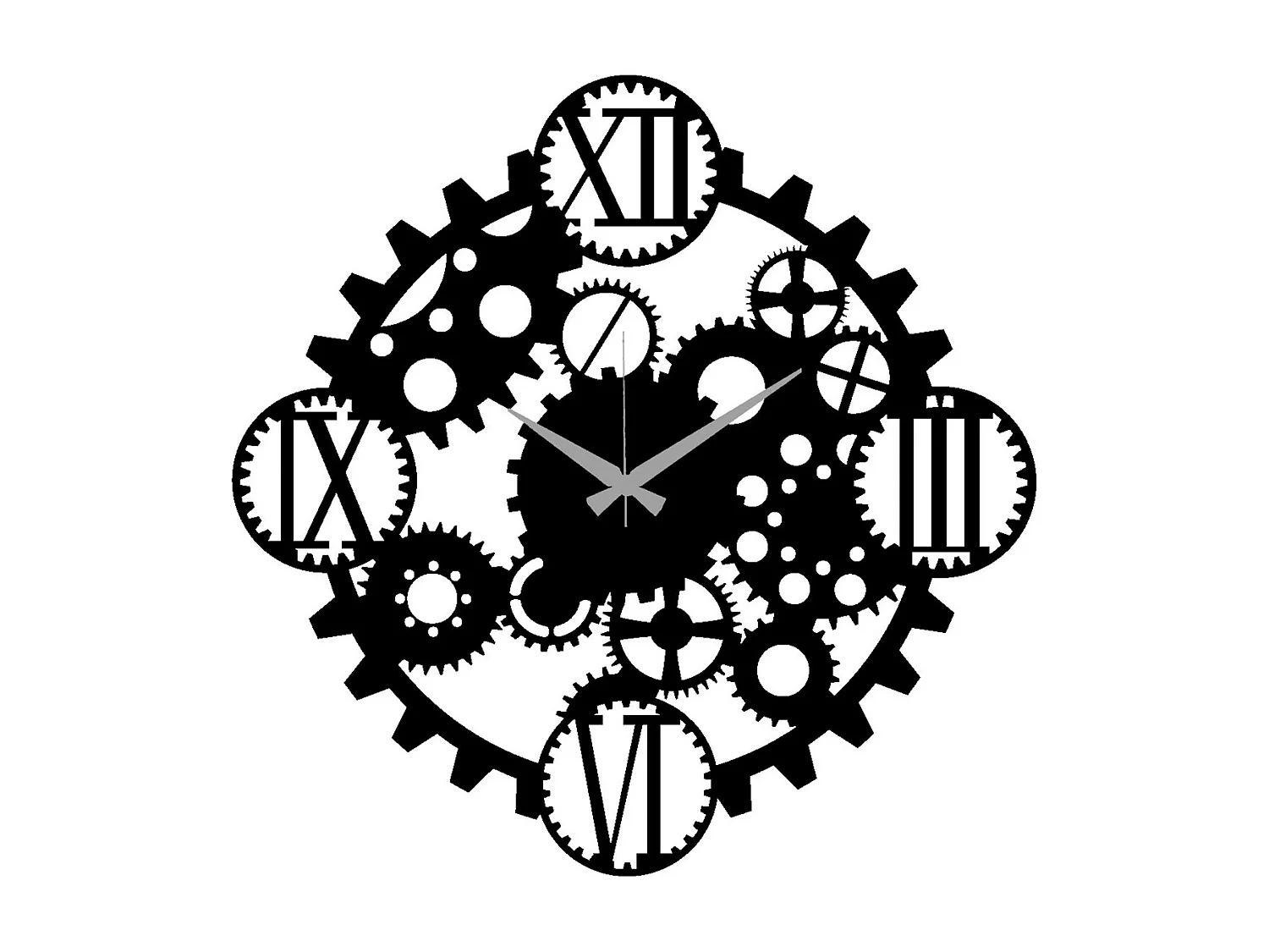 Relógio de Parede Engrenagens 4, Preto, 50x0,15x50 cm, EPIKASA