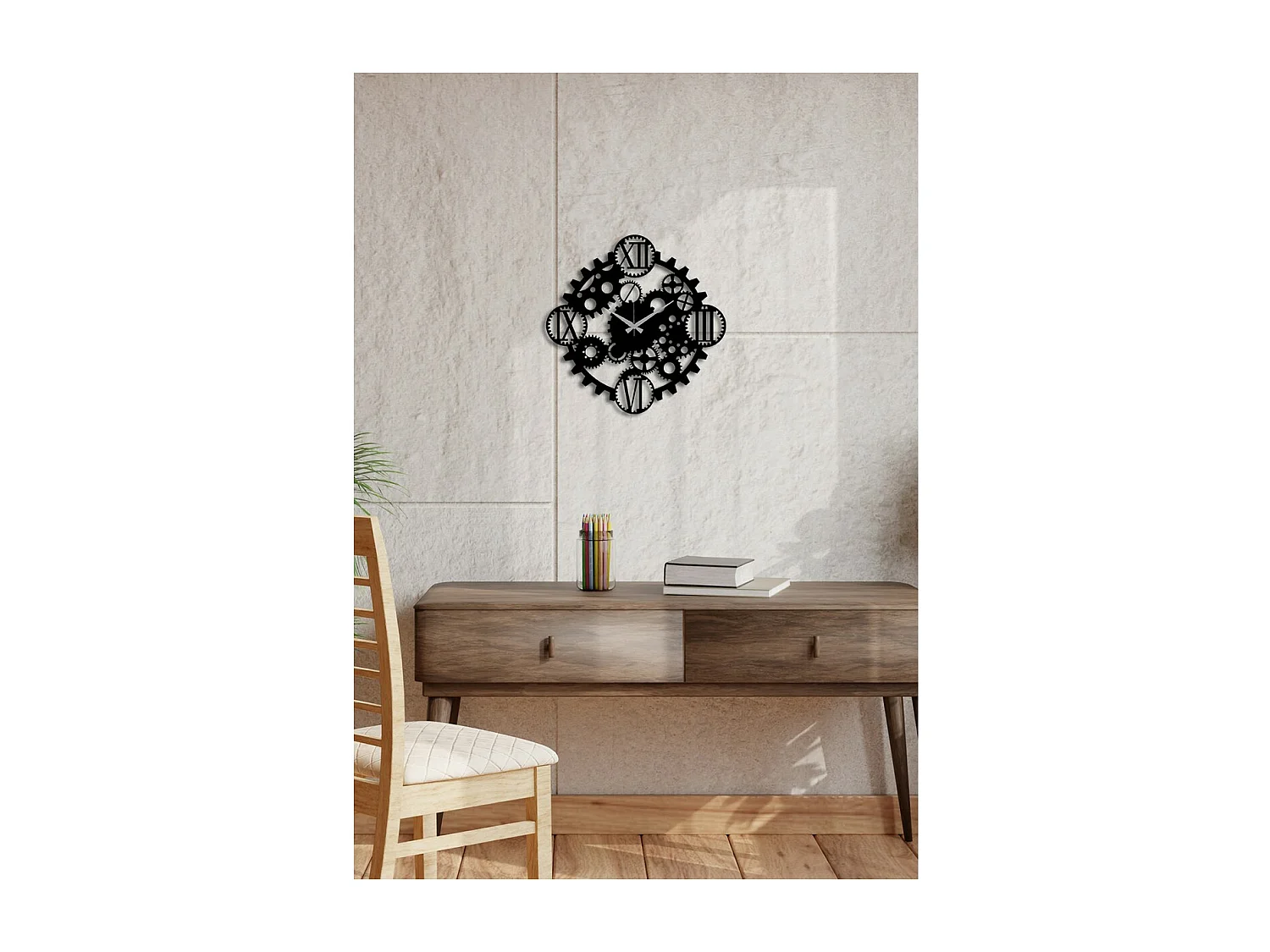 Relógio de Parede Engrenagens 4, Preto, 50x0,15x50 cm, EPIKASA