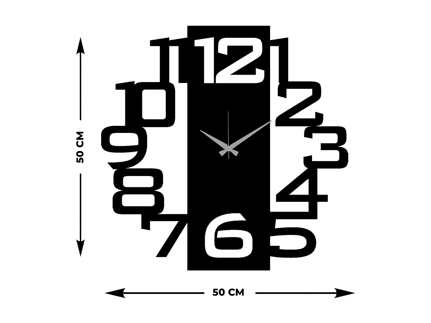 Orologio da Parete Numeri 37, Nero, 50x0,15x50 cm, EPIKASA