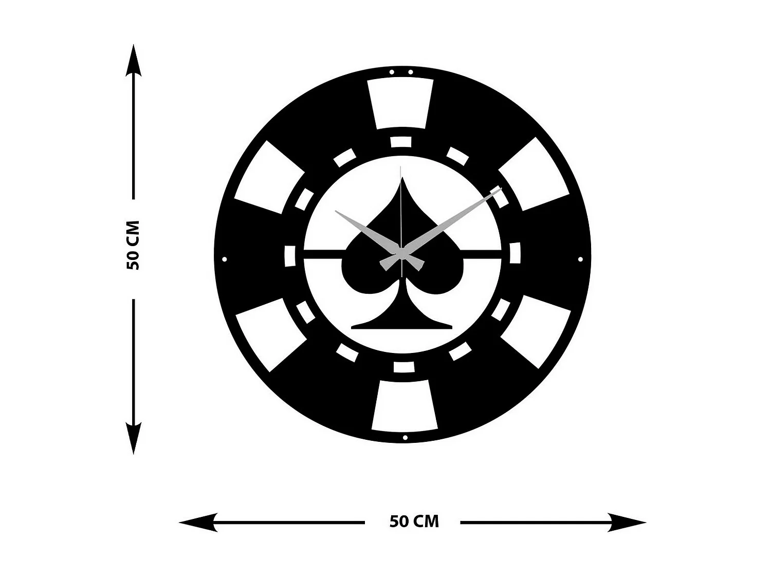 Horloge Murale Pocker, Noir, 50x0,15x50 cm, EPIKASA