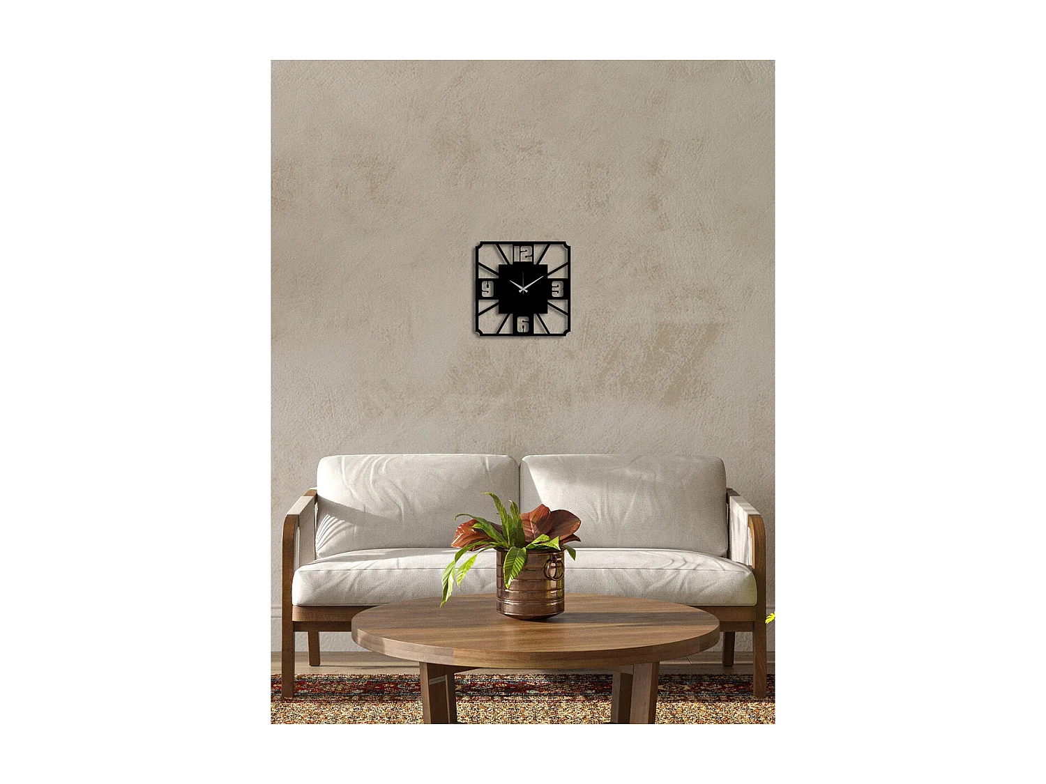 Horloge Murale Nombres 20, Noir, 45x0,15x45 cm, EPIKASA