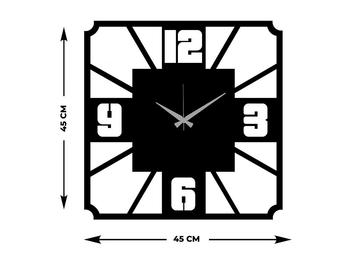 Horloge Murale Nombres 20, Noir, 45x0,15x45 cm, EPIKASA