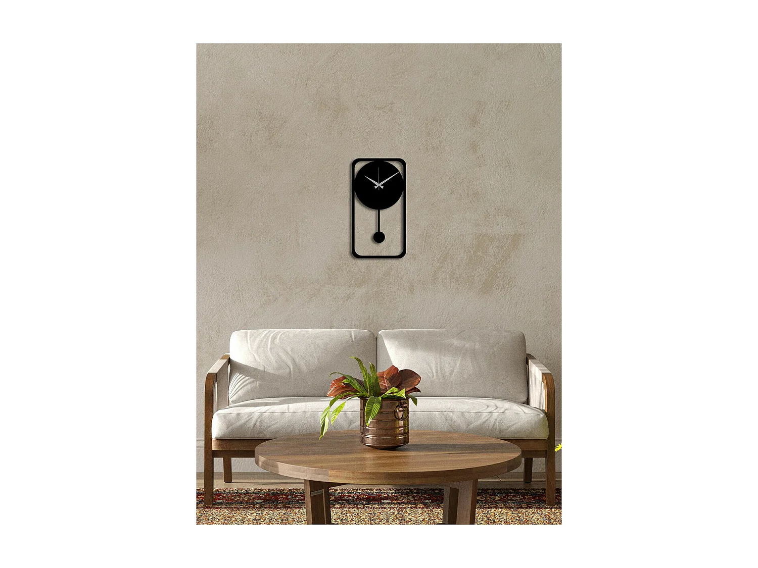 Wandklok Essentieel 5, Zwart, 30x0,15x55 cm, EPIKASA