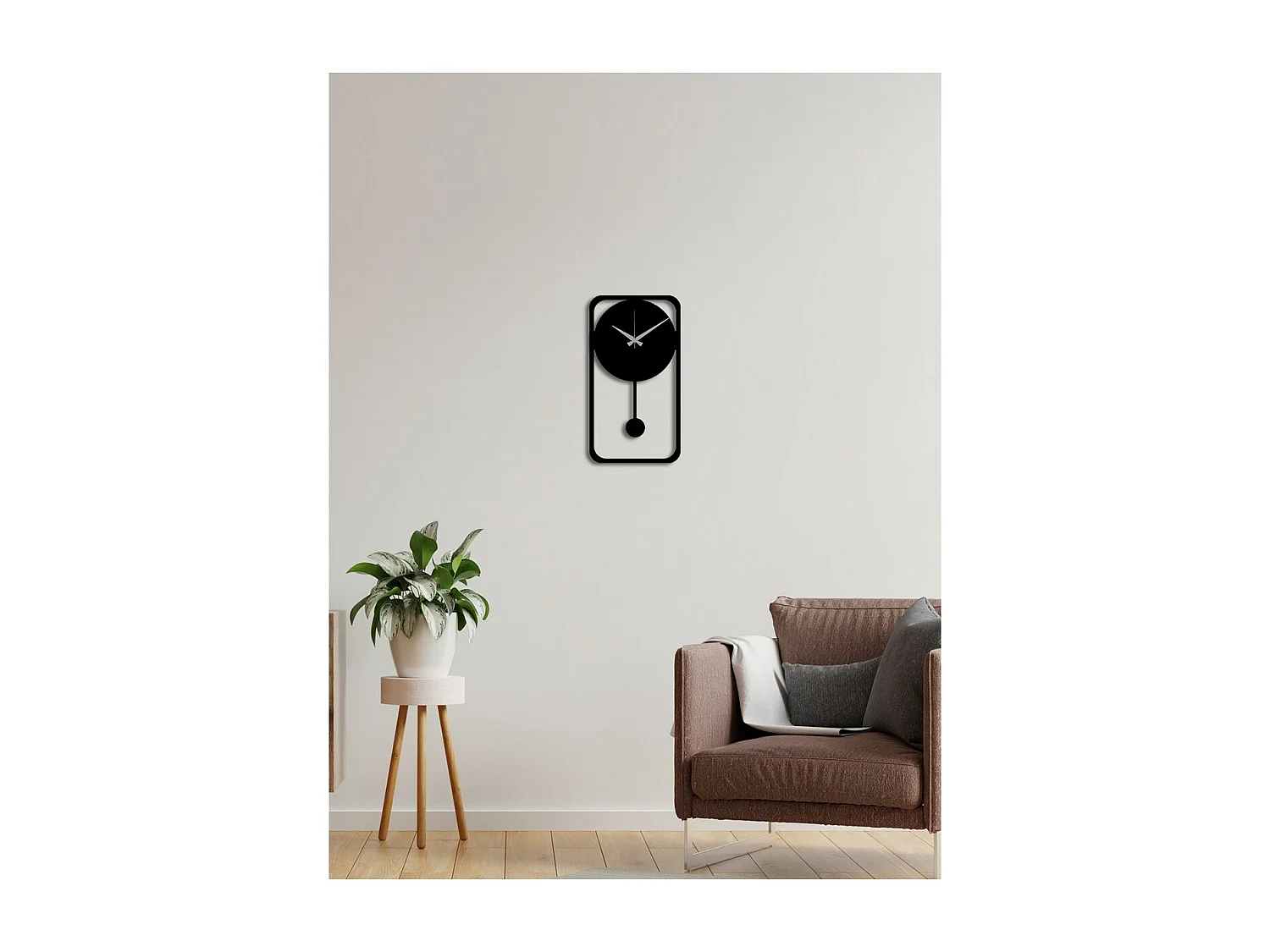 Wandklok Essentieel 5, Zwart, 30x0,15x55 cm, EPIKASA