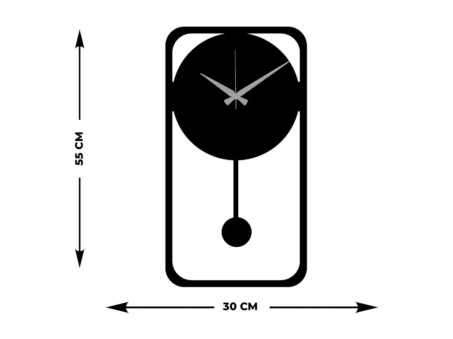 Wandklok Essentieel 5, Zwart, 30x0,15x55 cm, EPIKASA