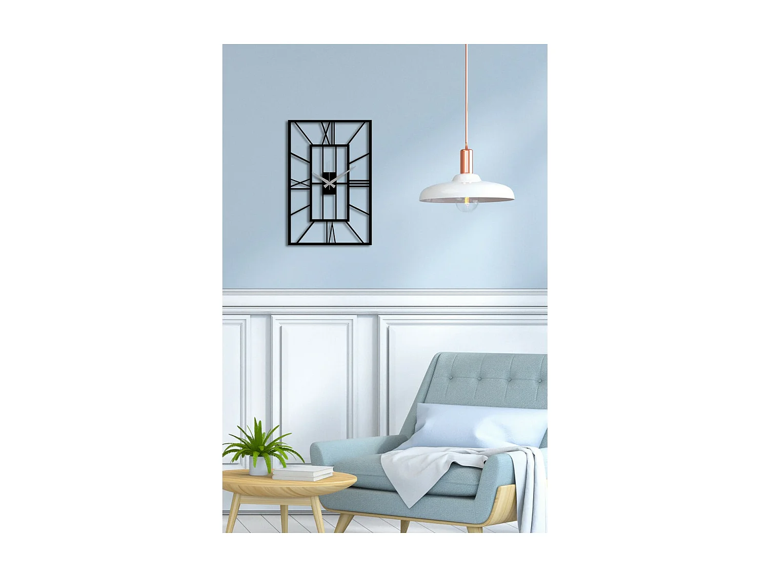 Wandklok Nummers 19, Zwart, 34x0,15x50 cm, EPIKASA