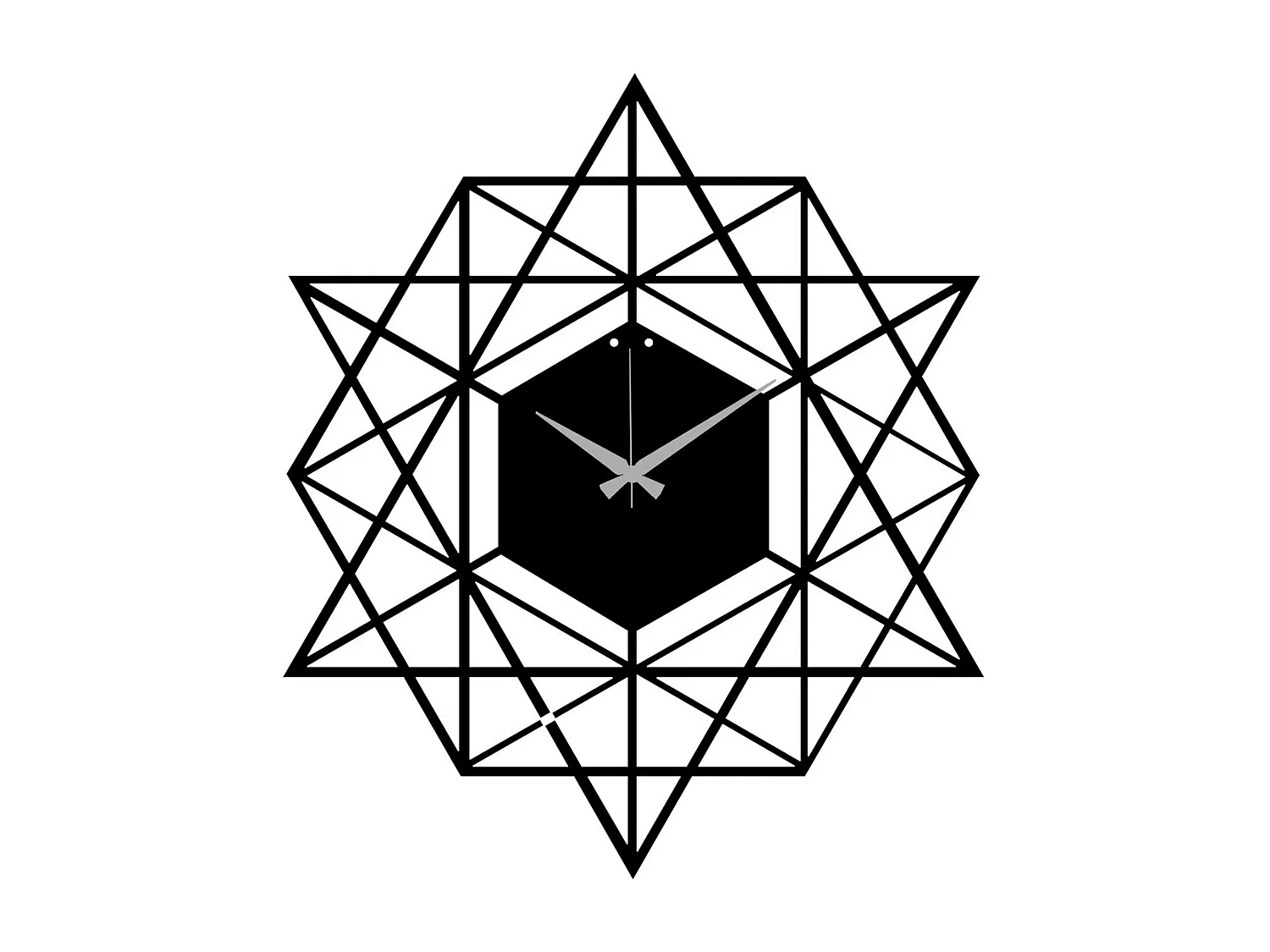 Relógio de Parede Geométrica 44, Preto, 51x0,15x58 cm, EPIKASA