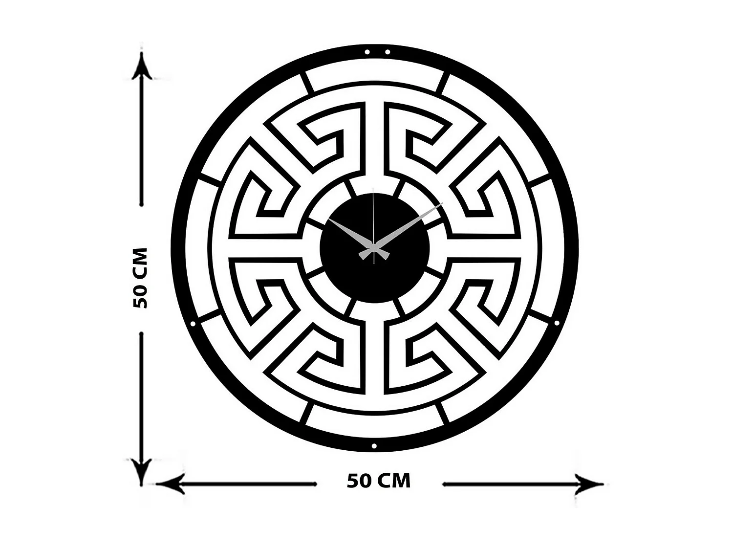 Zegar ścienny Geometryczny 38, Czarny, 50x0,15x50 cm, EPIKASA