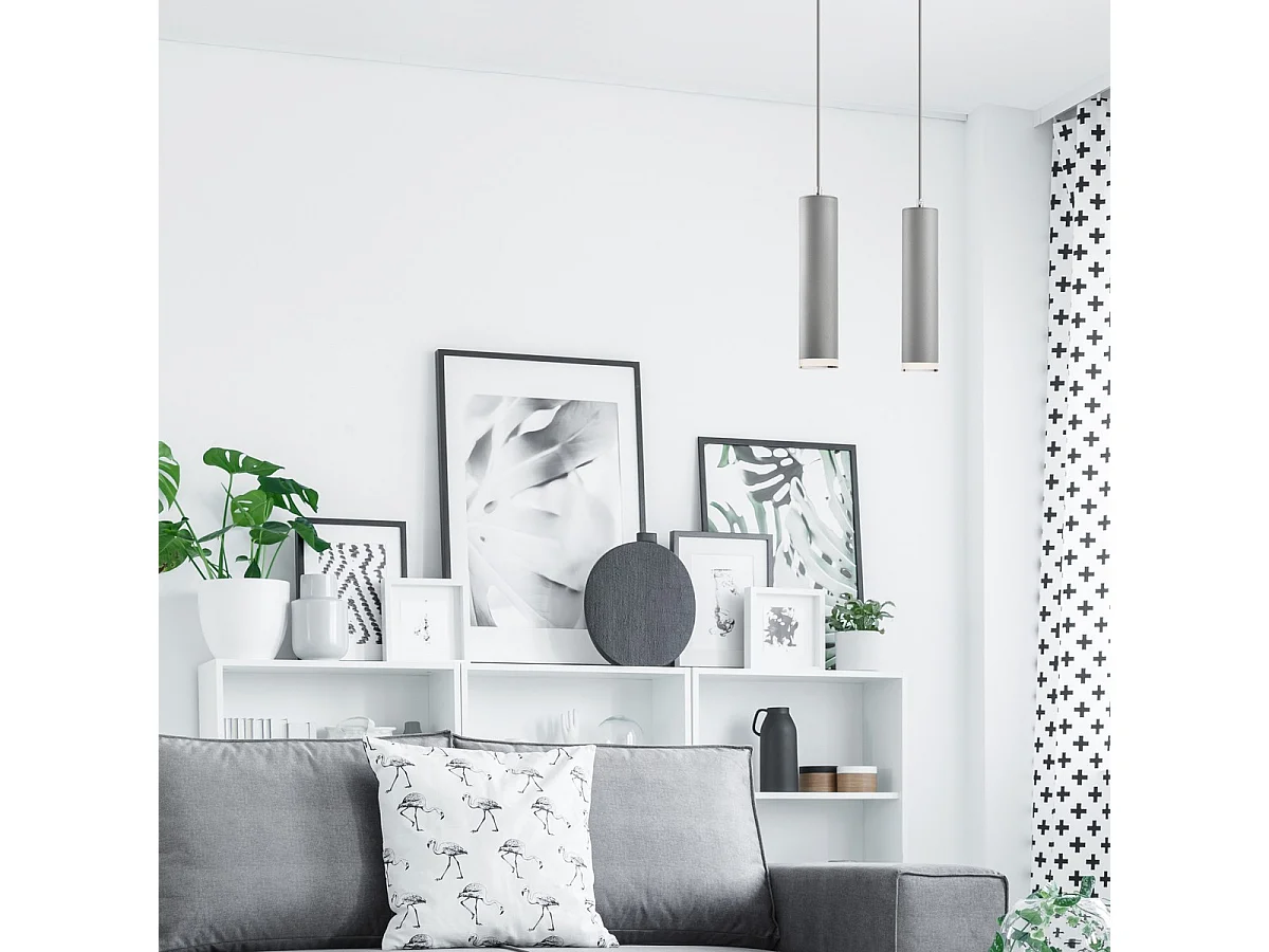 Candeeiro Suspenso Franco, Prata, 99x32x8 cm, Seven Design