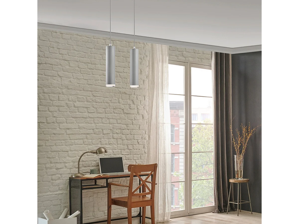 Candeeiro Suspenso Franco, Prata, 99x32x8 cm, Seven Design