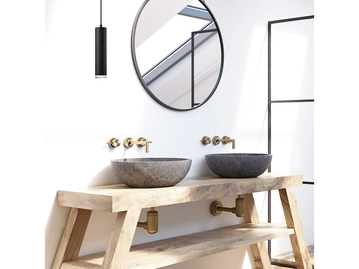 Candeeiro Suspenso Franco, Preto, 100x8x8 cm, Seven Design