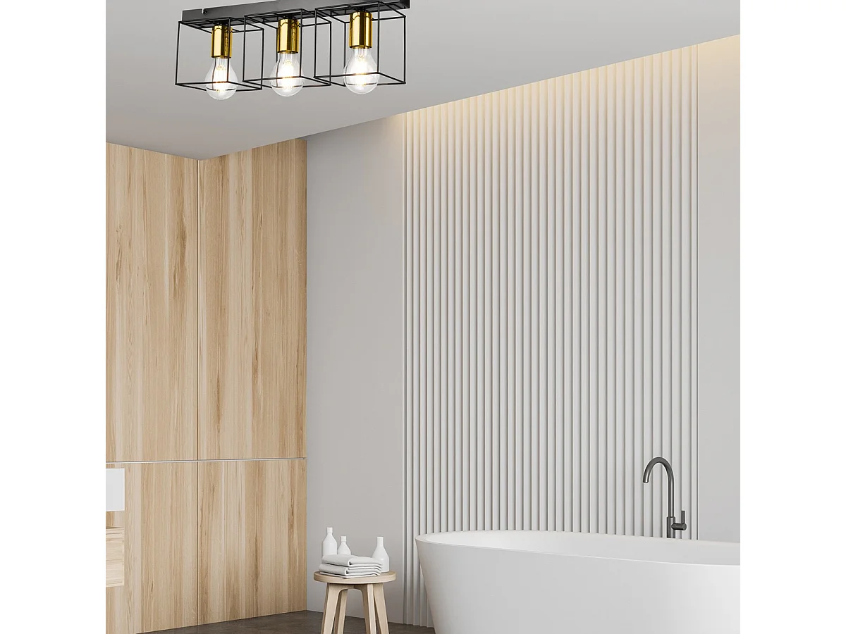 Plafonnier Mika, Noir, 17x50x13 cm, EPIKASA