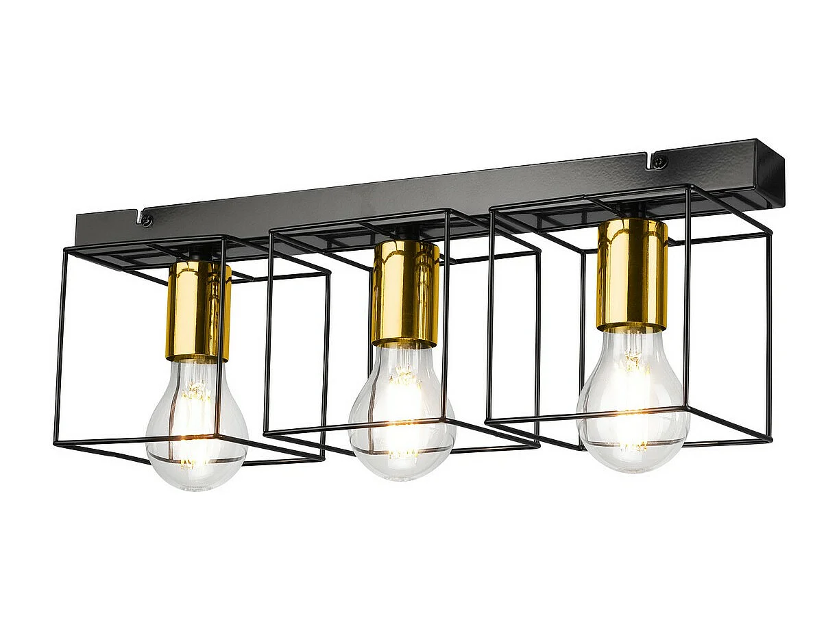 Plafondlamp Mika 3, Zwart, 17x50x13 cm, Seven Design