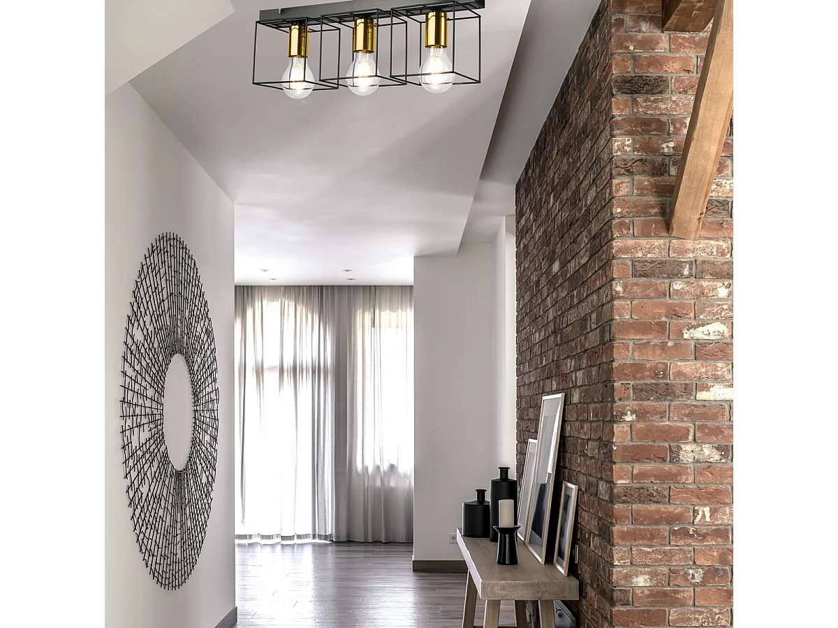 Plafondlamp Mika 3, Zwart, 17x50x13 cm, Seven Design