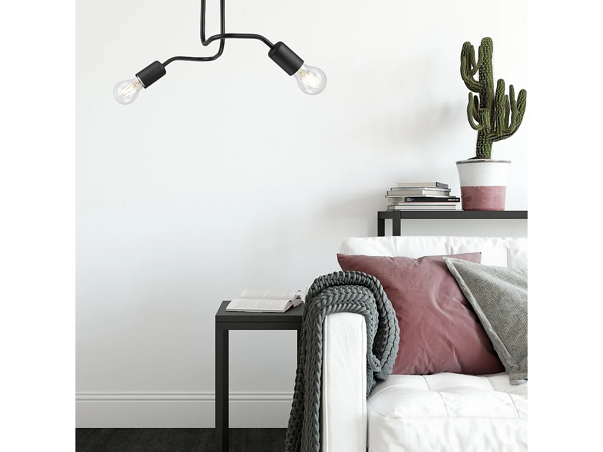 Plafondlamp Charlie, Zwart, 26x45x32 cm, Seven Design