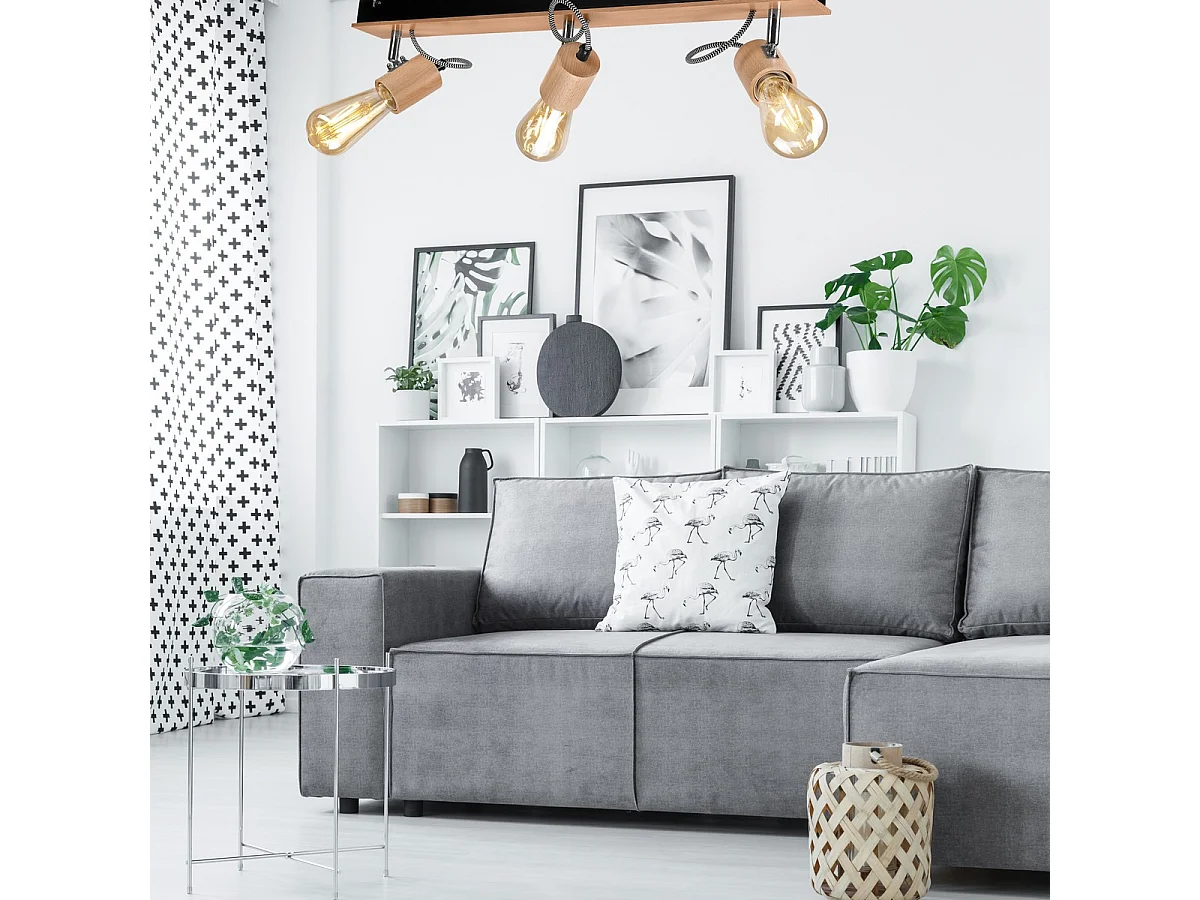 Plafonnier Gustavo 5, Marron, 13x61x10 cm, Seven Design