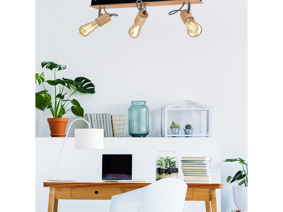 Plafonnier Gustavo 5, Marron, 13x61x10 cm, Seven Design