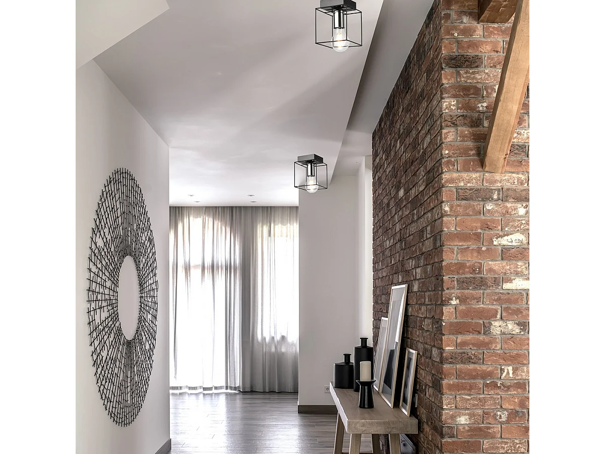 Plafondlamp Mika, Zwart, 17x13x13 cm, Seven Design