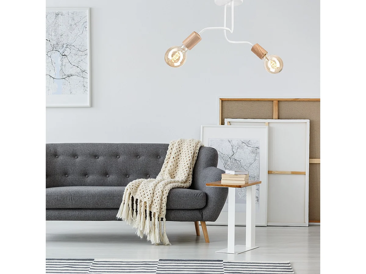 Plafonnier Conor, Blanc, 26x45x45 cm, Seven Design