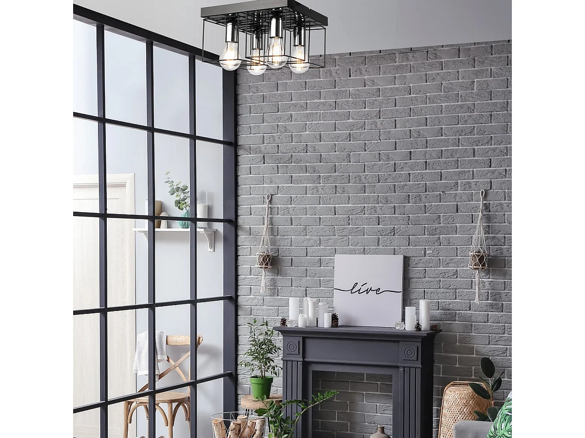 Plafonnier Mika 11, Noir, 17x30x30 cm, Seven Design