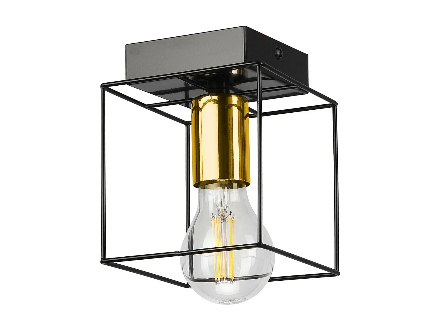 Plafondlamp Mika 1, Zwart, 17x13x13 cm, Seven Design