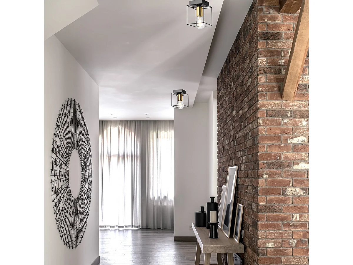 Plafondlamp Mika 1, Zwart, 17x13x13 cm, Seven Design