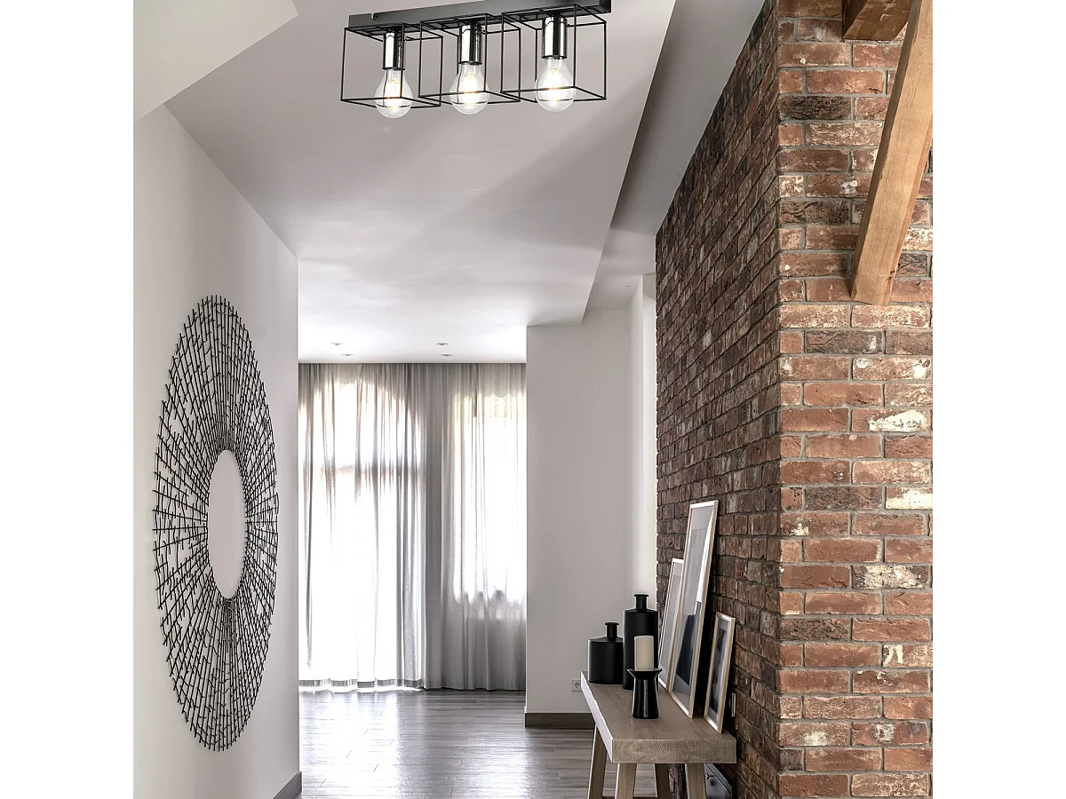 Lampada a Soffitto Mika 9, Nero, 17x50x13 cm, Seven Design