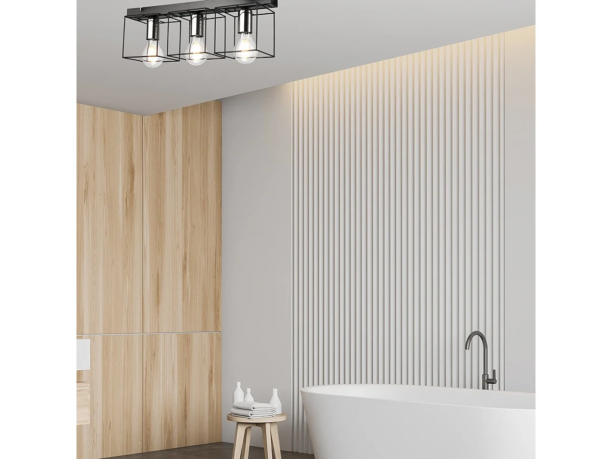 Lampada a Soffitto Mika 9, Nero, 17x50x13 cm, Seven Design