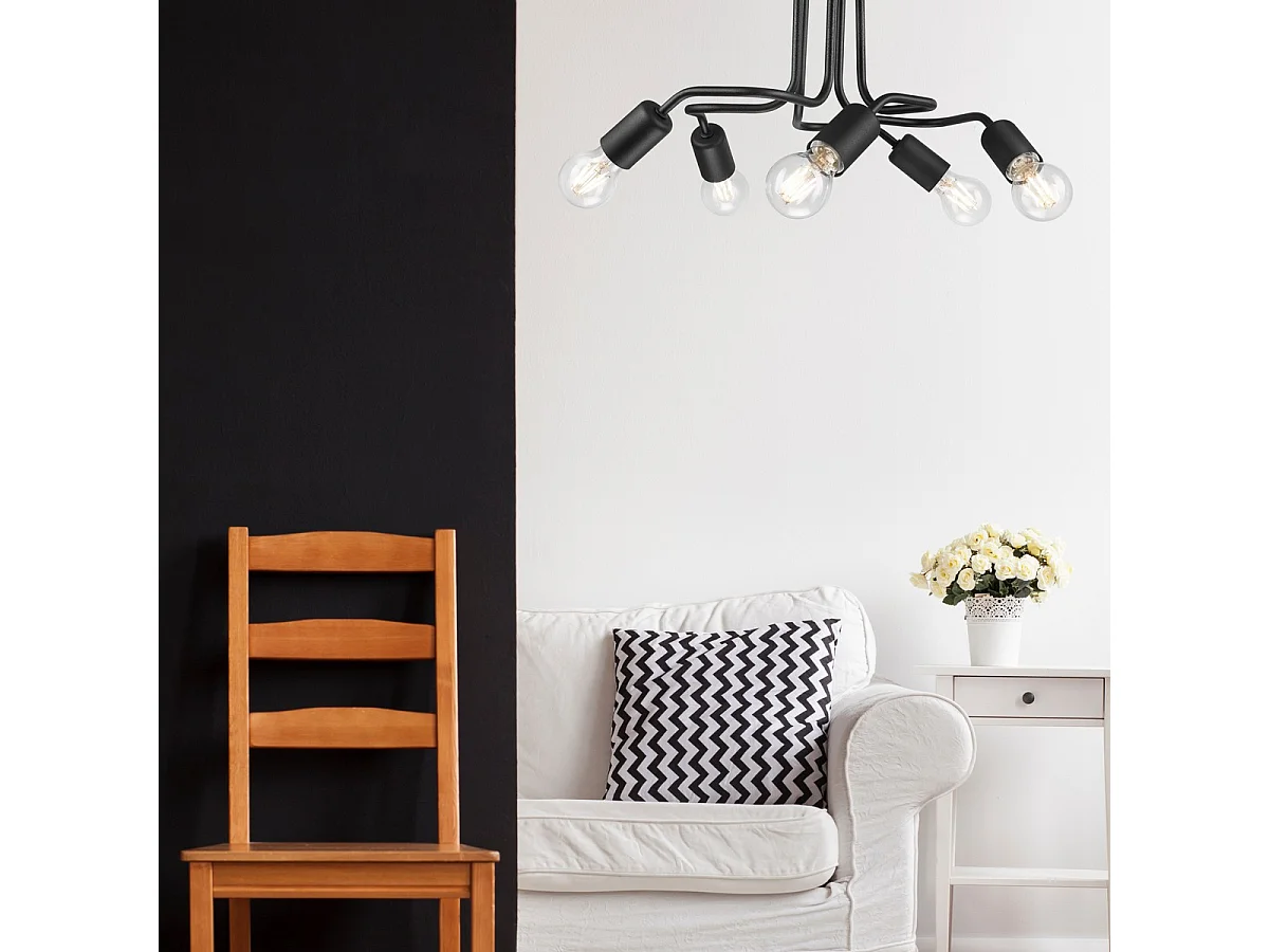 Plafondlamp Charlie, Zwart, 26x44x40 cm, EPIKASA